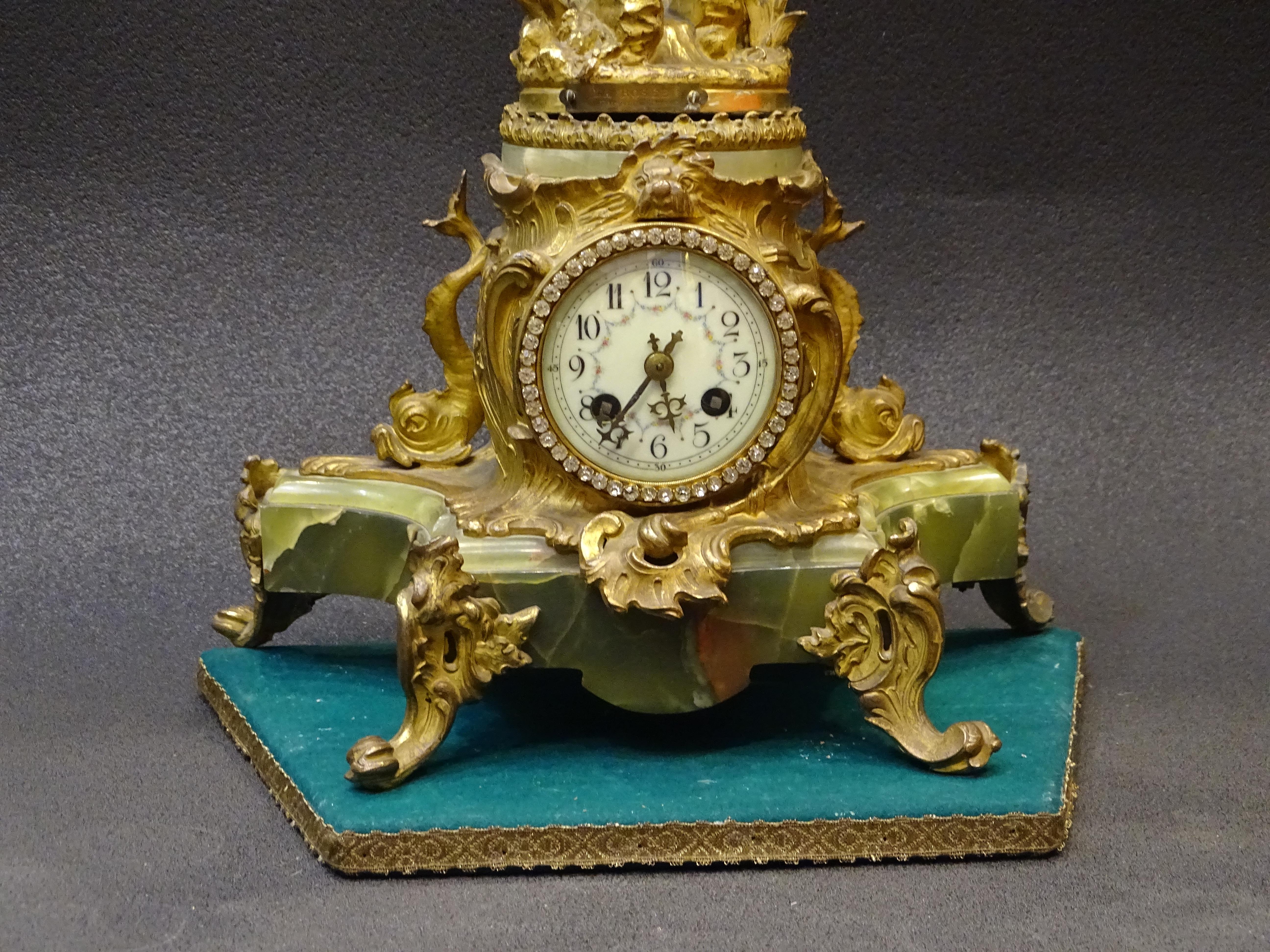 Hand-Crafted 19thcenturyfrench Mantelclock Sculpture Moureau, Bronce and Marble