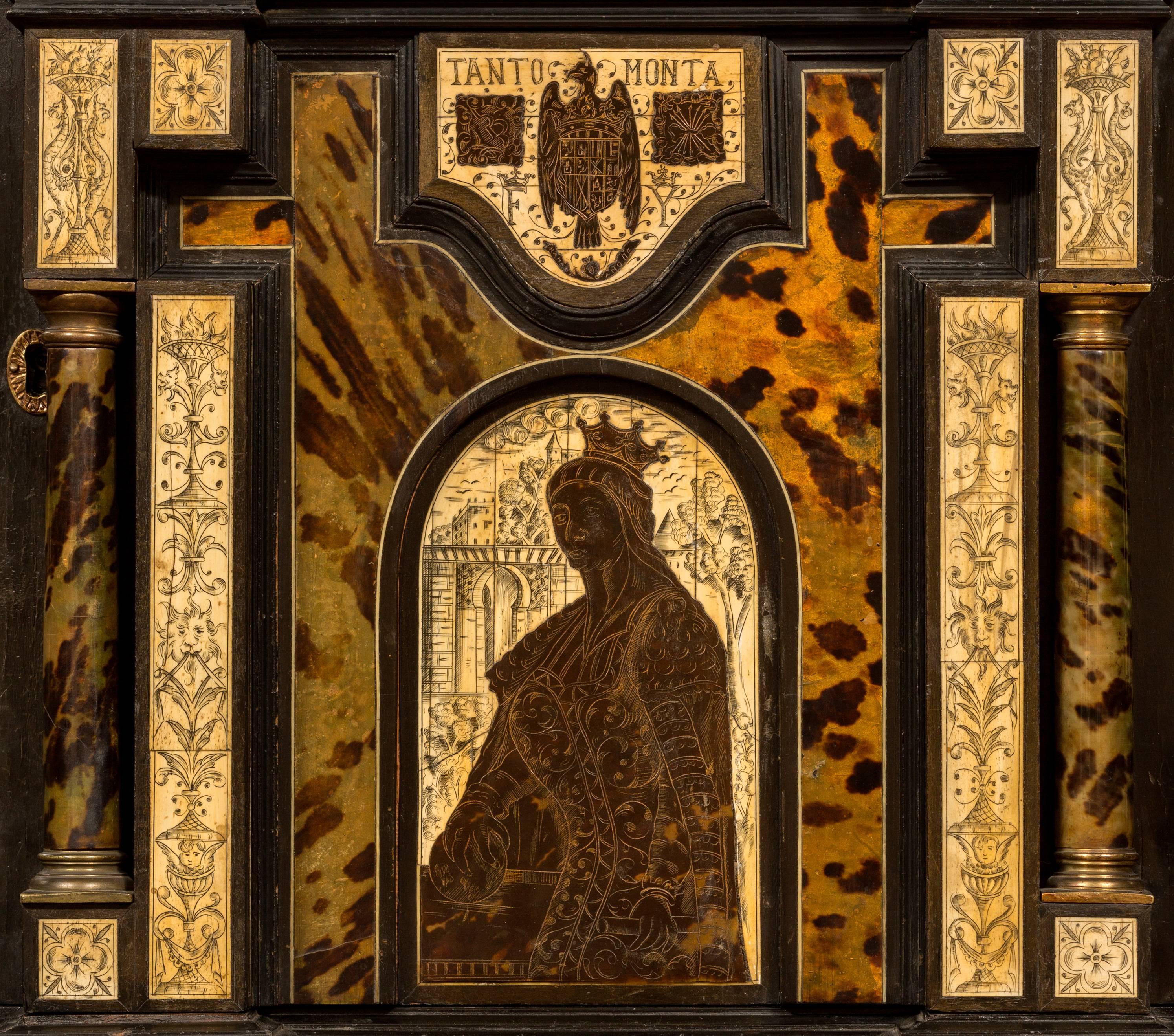 Espagnol motif de marqueterie du Nouveau Monde Bargueño / Vargueño espagnol du 19ème siècle avec table