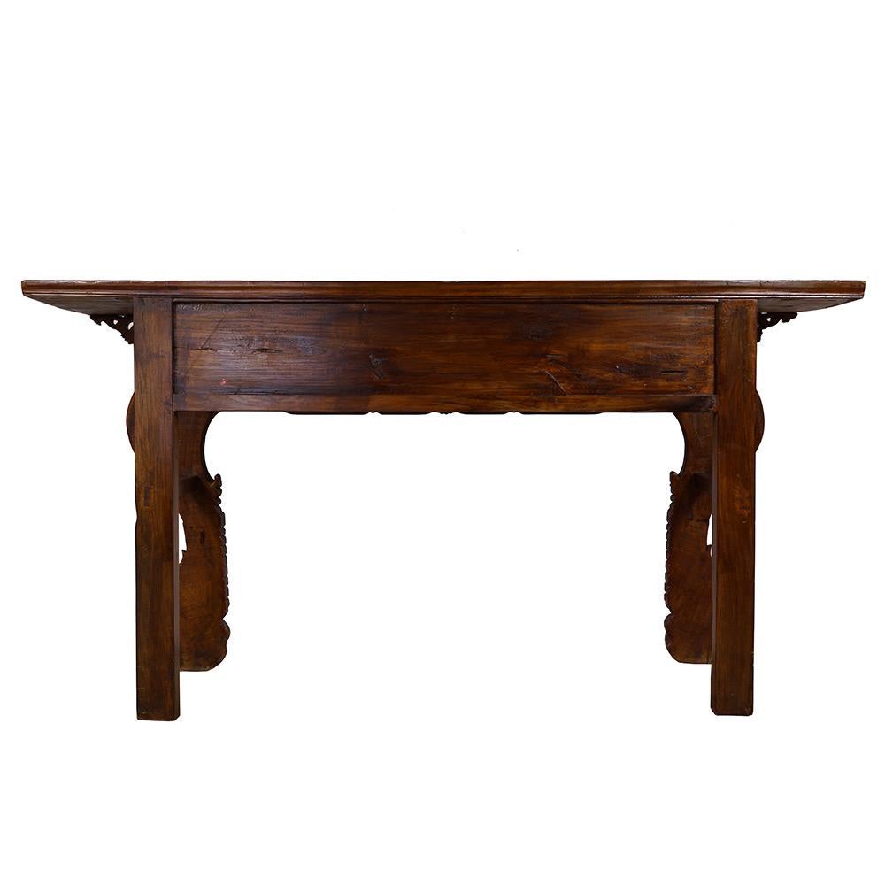 19the Century Antique Chinese Carved Red Lacquered Altar Table/Entry Console 8