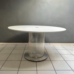 19thMid-Century Modern, round Eclissi Table, by Claudio Salocchi, white wood top