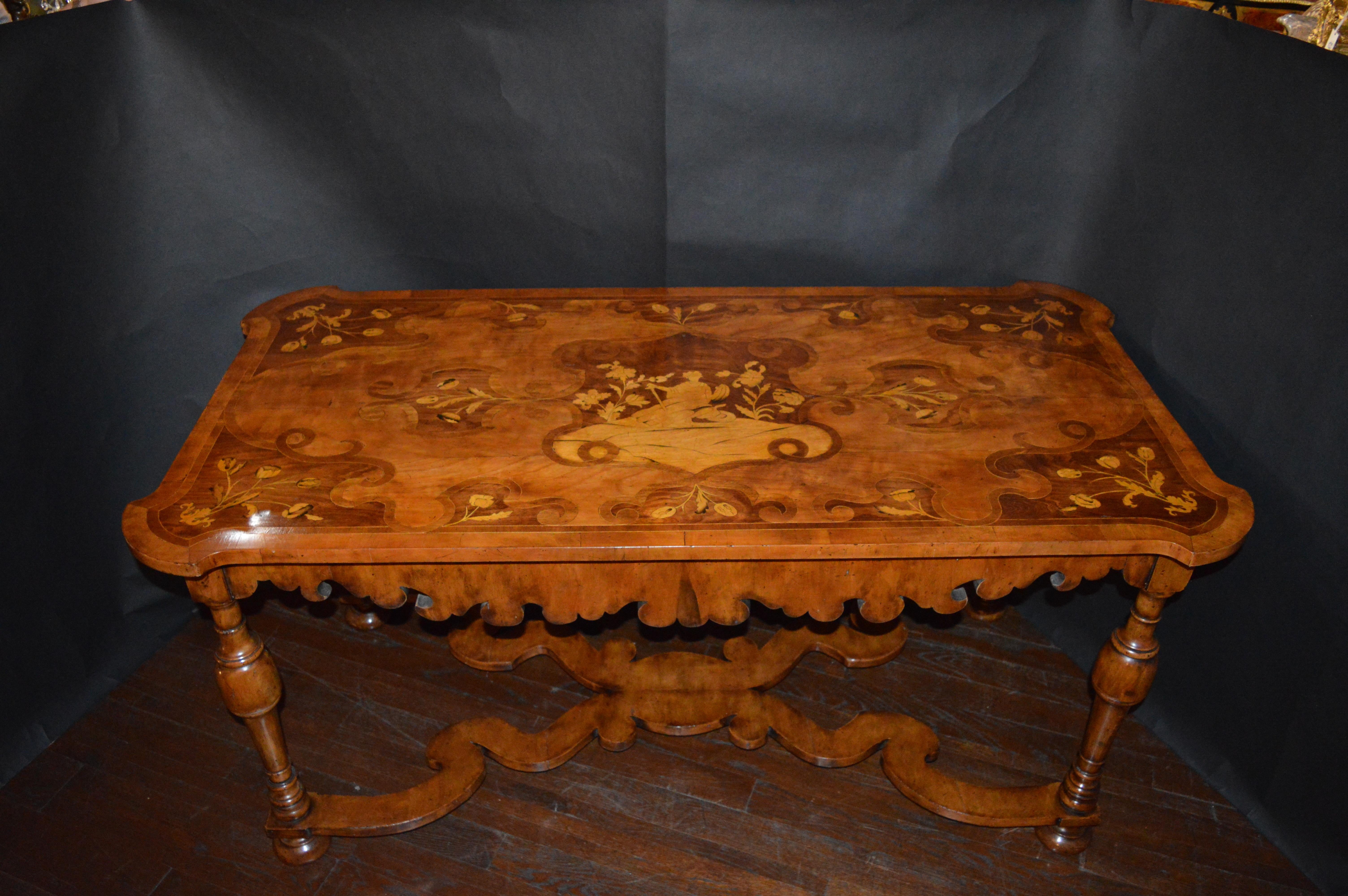 Maple 19th Century Italian Marquetry Inlaid Table