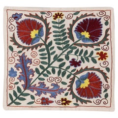Multicolor Silk Hand Embroidered Suzani Cushion Cover from Uzbekistan