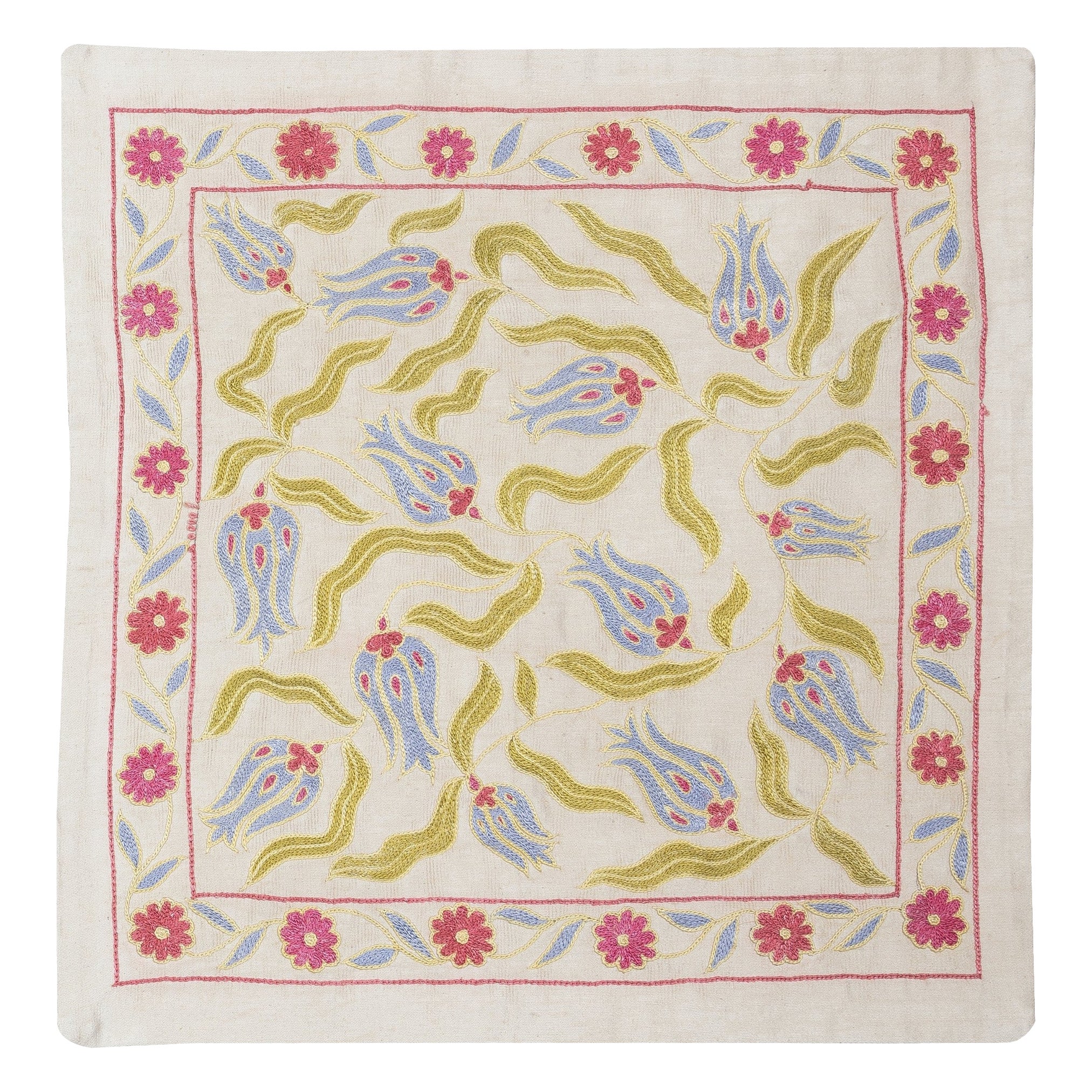 19 "x19" Oreiller 100% soie. Housse de coussin faite à la main. Housse de coussin brodée