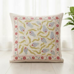 19 "x19" Cuscino in 100% seta. Copricuscino fatto a mano. Copricuscino ricamato