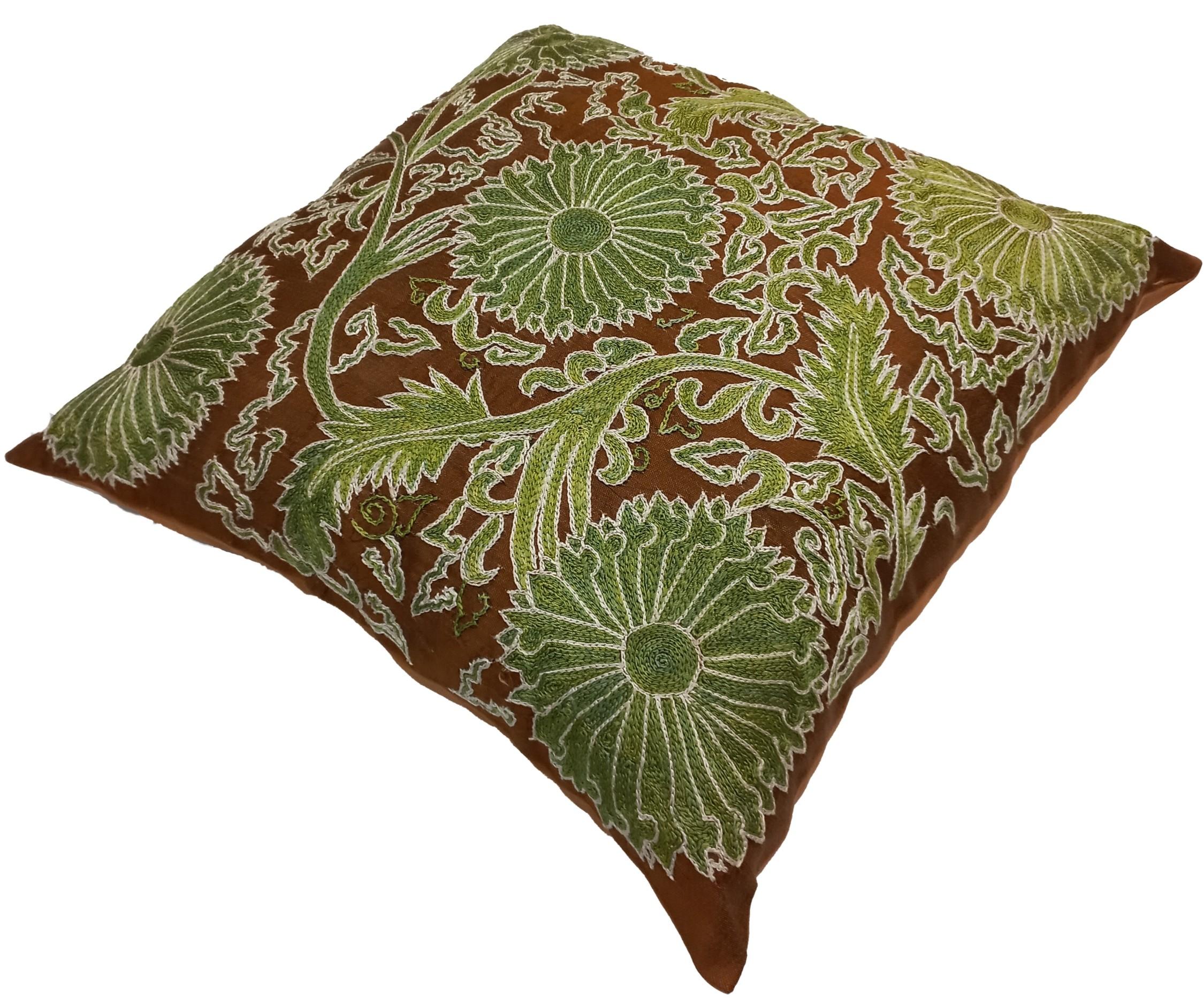 Introducing our new suzani hand embroidered silk cushion cover, a perfect addition to your home decor collection. Made from 100% silk, this throw pillow cover exudes elegance and style. The intricate embroidery work adds a touch of splendor to any