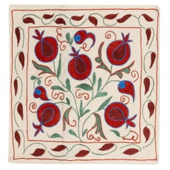 19"x19" Colorful Lace Pillow Cover, Handmade New Silk Embroidered Suzani Cushion