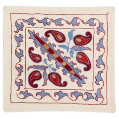19"x19" Decorative Silk Embroidery Suzani Cushion Cover, Home Decor Throw Pillow