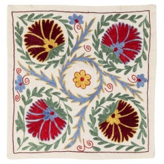 19"X19" Decorative Silk Hand Embroidered Suzani Cushion Cover from Uzbekistan