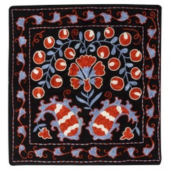 19"x19" Decorative Silk Hand Embroidered Suzani Cushion Cover from Uzbekistan
