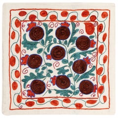 19."x19" Besticktes Seidenkissen mit Kissenbezug, Granatapfelbaummuster, Schachtel-Kissen