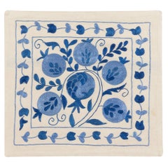 19"x19" Embroidery Suzani Cushion Cover, Uzbek Lace Pillow, Housewarming Gift