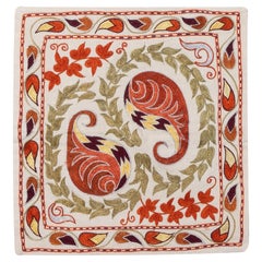 Hand Embroidery Suzani Cushion Cover, Decorative Uzbek Throw Pillow