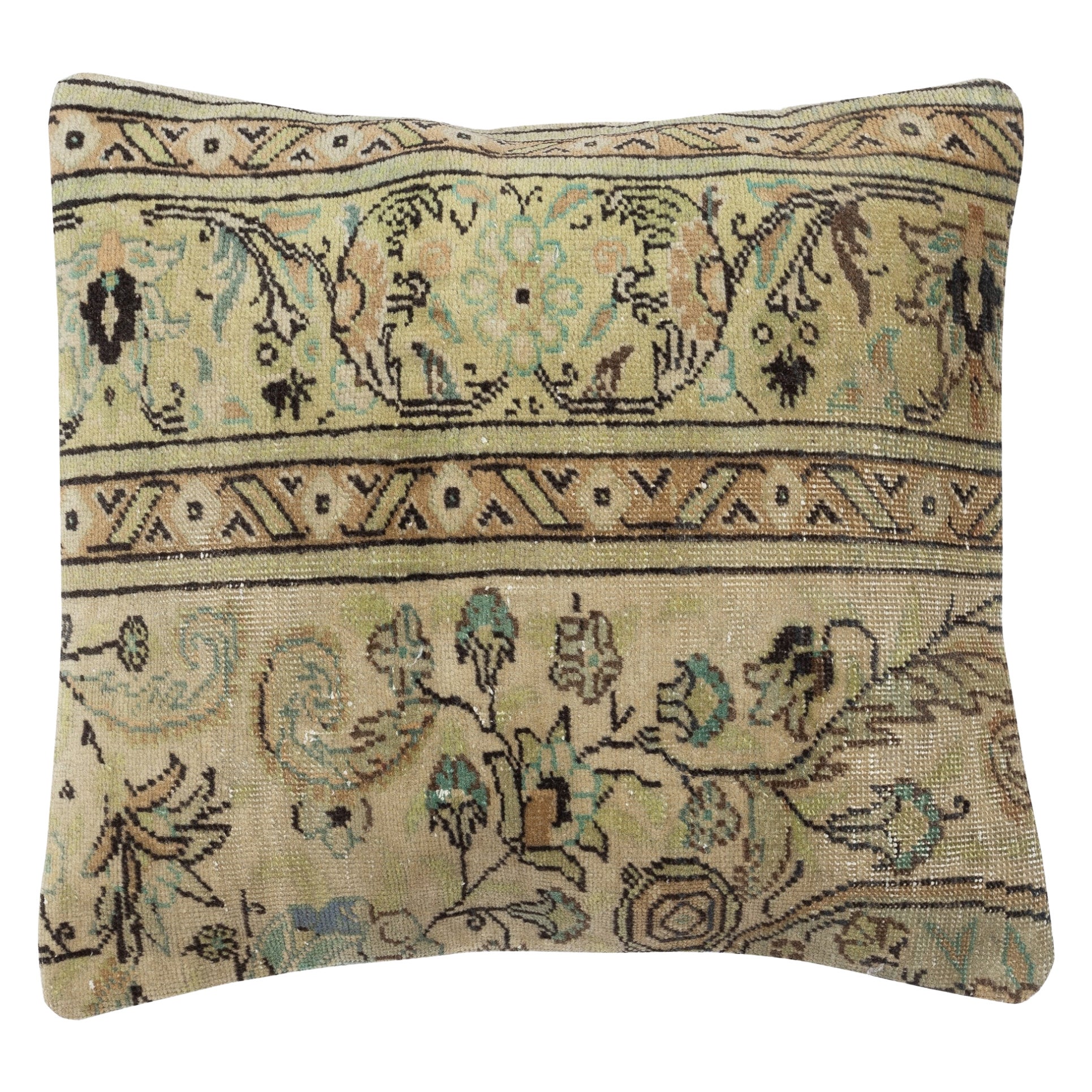 19"x19" Handmade Wool Cushion Cover. Handmade Rug Pillow. Rustic Throw Pillow