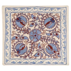 19 "x19" New Central Asian Suzani Cushion Cover, Silk Embroidery Lace Pillow (Coussin en dentelle brodée de soie)