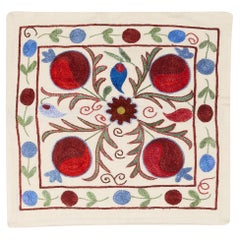 New Decorative Silk Embroidered Suzani Cushion Cover from Uzbekistan