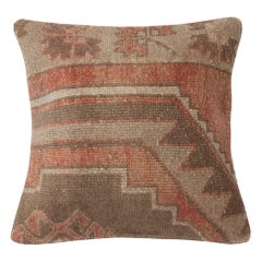 19 "x19" Housse de coussin en laine rustique faite à la main. Oreiller en tapis turc vintage