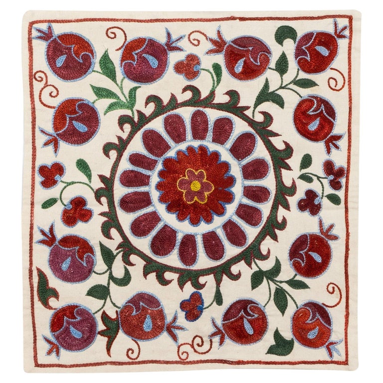 Silk Embroidery Throw Pillow Cover, Asian / Uzbek Suzani Cushion Cover ...