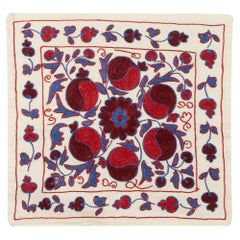 19"x19" Silk Hand Embroidery Cushion Cover, Home Decor Suzani from Uzbekistan