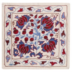 Traditional Silk Suzani from Uzbekistan, Hand Embroidered Cushion Cover