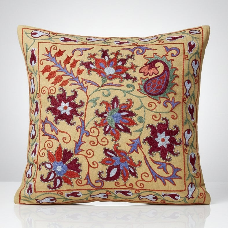 19. Zoll x 20 Zoll 100% Seide Kissenbezug. Bestickter Kopfkissenbezug. Handgefertigtes Spitzenkissen