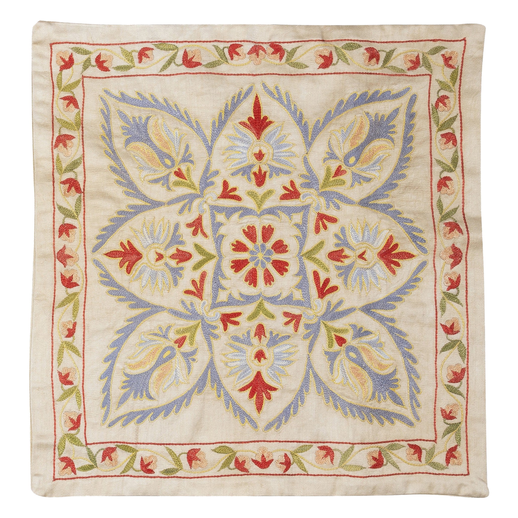 19 "x20" Housse de coussin 100% soie. Taie d'oreiller brodée. New Throw Pillow (oreiller)