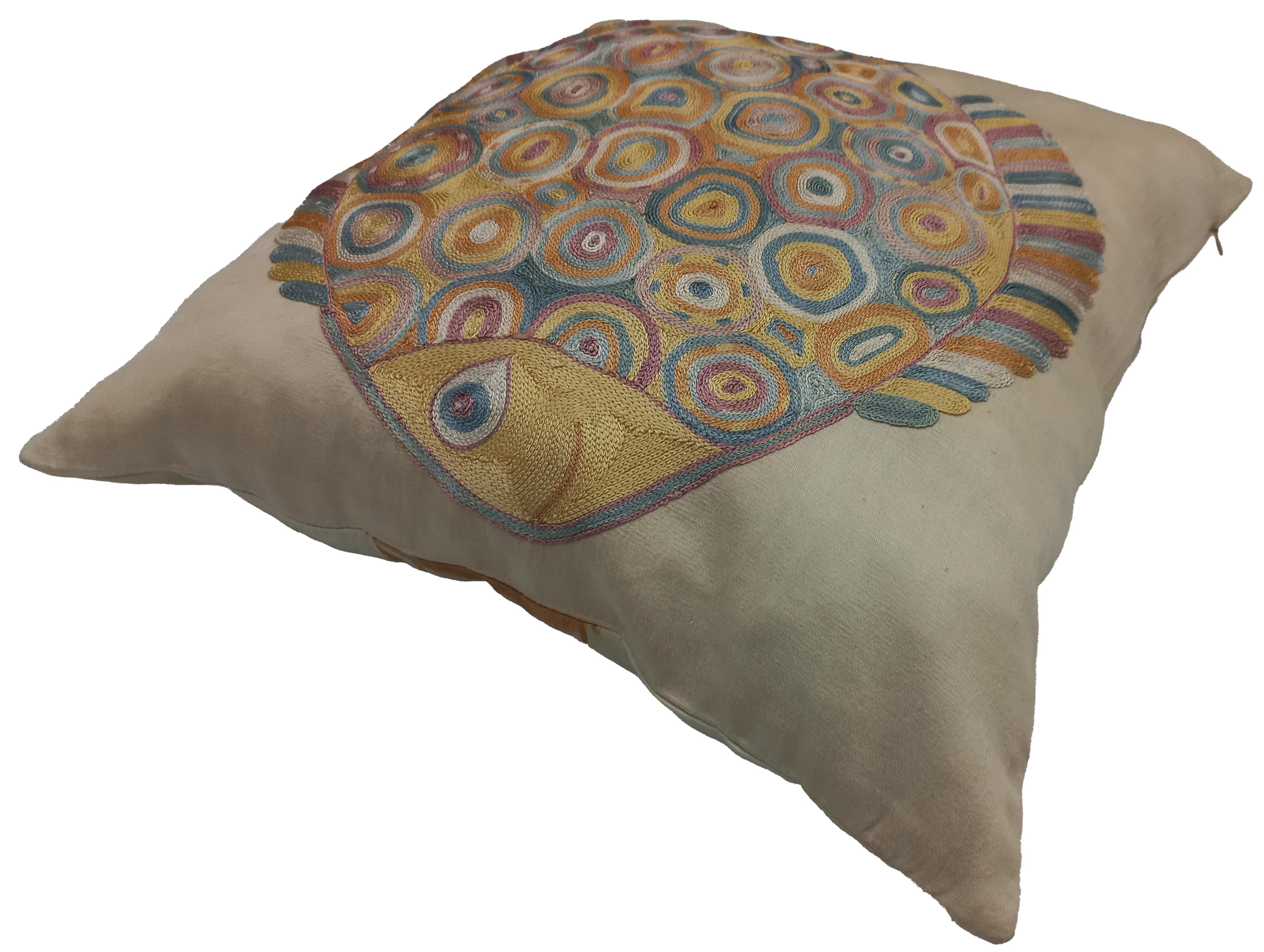 Introducing our new suzani hand embroidered silk cushion cover, a perfect addition to your home decor collection. Made from 100% silk, this throw pillow cover exudes elegance and style. The intricate embroidery work adds a touch of splendor to any