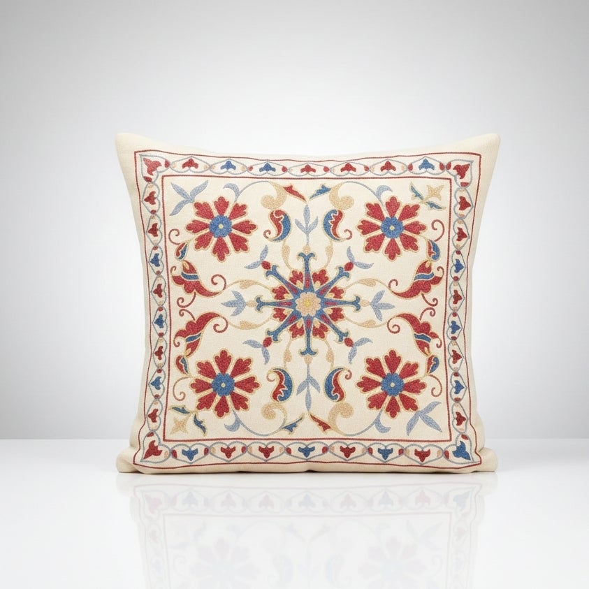 19"x20" All Silk Cushion Cover. Traditional Lace Pillow. Embroidered Pillowcase For Sale