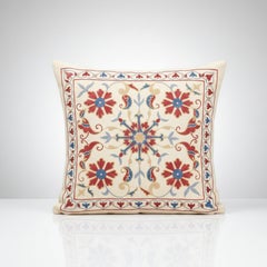 19"x20" All Silk Cushion Cover. Traditional Lace Pillow. Embroidered Pillowcase