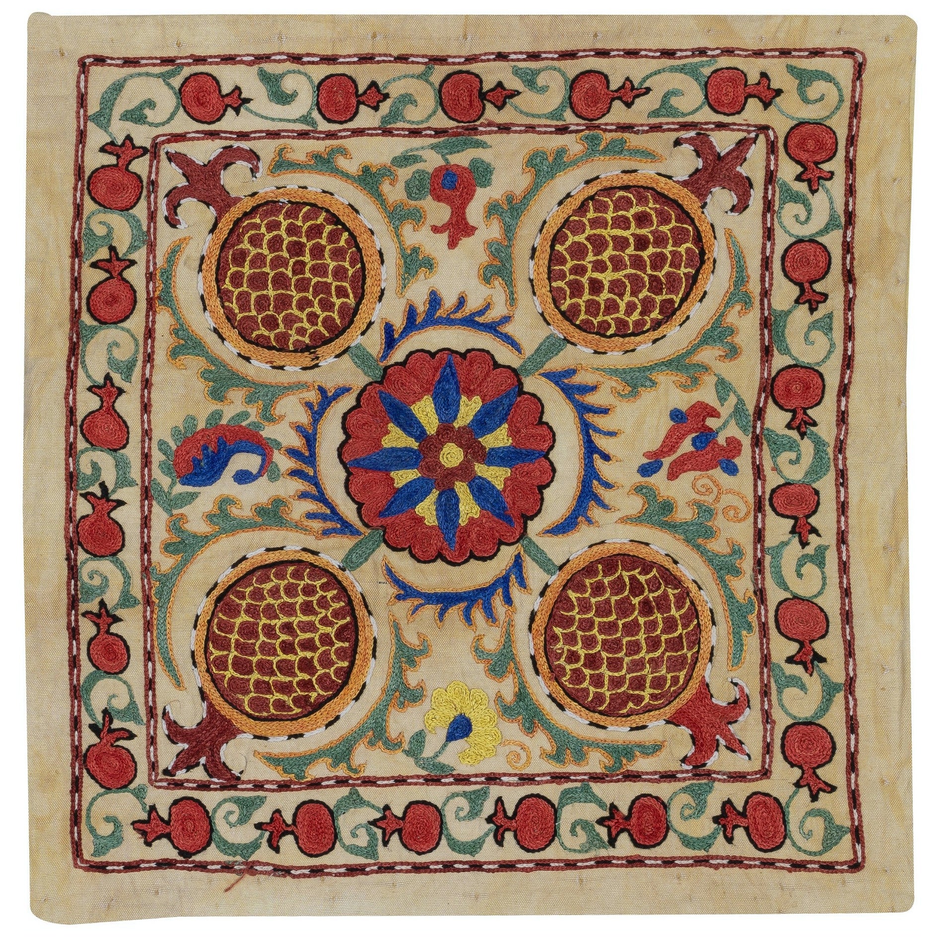 Housse de coussin en soie brodée 19 "x20". Taie d'oreiller faite à la main. New Toss Pillow en vente