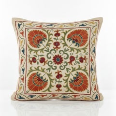 19."x20" Bestickter 100% Seidenkissenbezug mit Kissenbezug. Wohnkultur. Handgefertigter Kopfkissenbezug