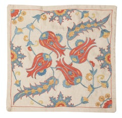 19"x20" Embroidered 100% Silk Cushion. Luxury Pillow Cover. Handmade Toss Pillow