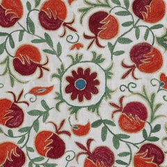 19"x20" Embroidered Cotton Pillowcase. Pomegranate Patterned Cushion Cover