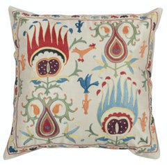 19"x20" SET OF 2 - 100% Silk Cushion Covers. Embroidered Accent Pillows
