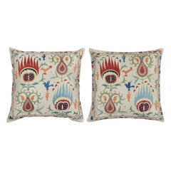 19"x20" SET OF 2 - 100% Silk Cushion Covers. Embroidered Accent Pillows
