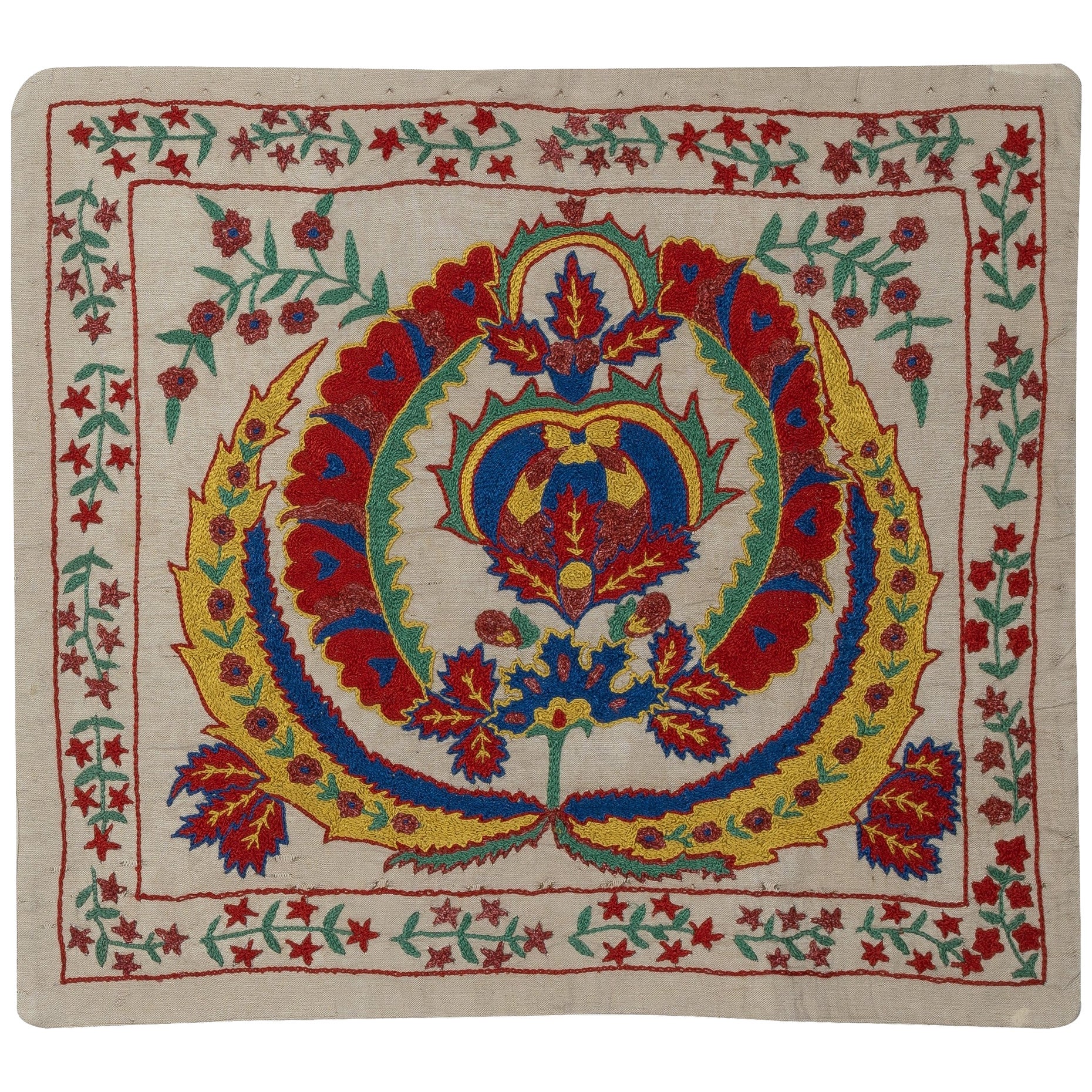 Housse de coussin en broderie de soie 19 "x20". Taie d'oreiller Modernity. Oreiller fait à la main en vente