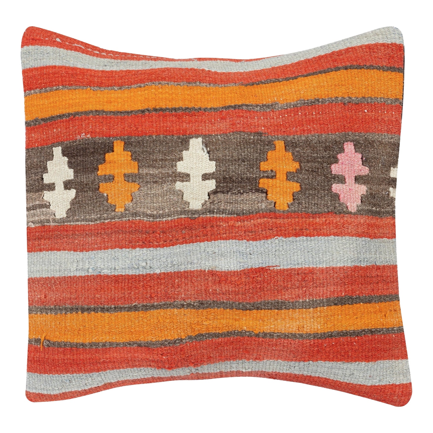 19"x20" Vintage Kilim Cushion Cover. Turkish Accent Pillow. Throw Pillow Cover