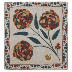 19."x21" 100% Seide besticktes Kissen, Blumenspitze-Kissen, Suzani Überwurf-Kissen