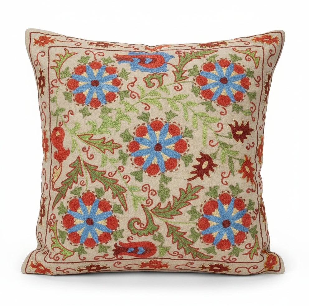 Taie d
oreiller brodée 100 % soie. Fabriqué à la main Coussin. Coussin The Moderns