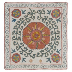 19"x21" New Uzbek Suzani Pillow Cover, Embroidered Cushion, All Silk Lace Pillow