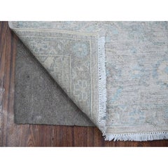 1'9"x3' Repose Gray Hand Knotted Mahal Design Washed Out Wool Mat Oriental Rug