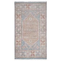 1
9 "x3
1" Alfombra de lana anudada a mano con diseño de aldea turca azul de Anatolia