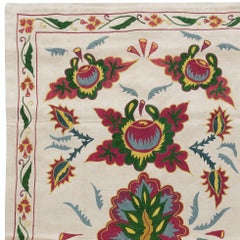 19. Zoll x34 Zoll Usbekistan 100% Seide Blume & Granatapfel Design bestickt Wandbehang