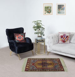 19x36 in Vintage Scatter Rug, Turkish Accent Rug, Door Mat, Bat Mat, Kitchen Rug