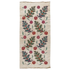 19"x42" 100% Silk Hand Embroidered Uzbek Suzani Wall Hanging, Boho Wall Decor 19"x42" 100% Silk Hand Embroidered Uzbek Suzani Wall Hanging, Boho Wall Decor