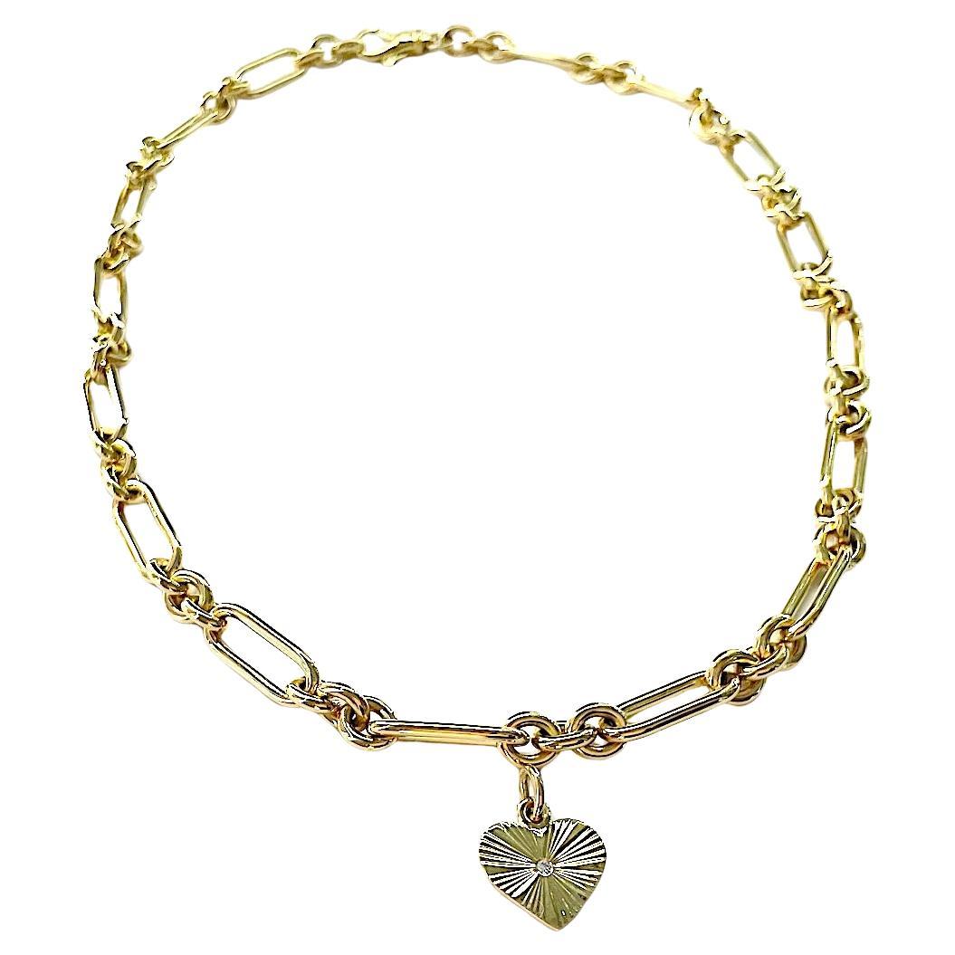 Contemporary 1Christina Addison Fine Jewelry 18kt Gold Round and Oval Link Necklace For Sale