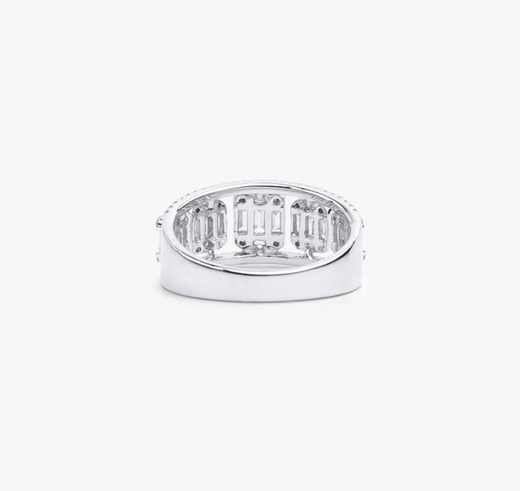 1ct Baguette Diamond Art Deco Cocktail Band Ring in 18K White Gold  Statement For Sale 3