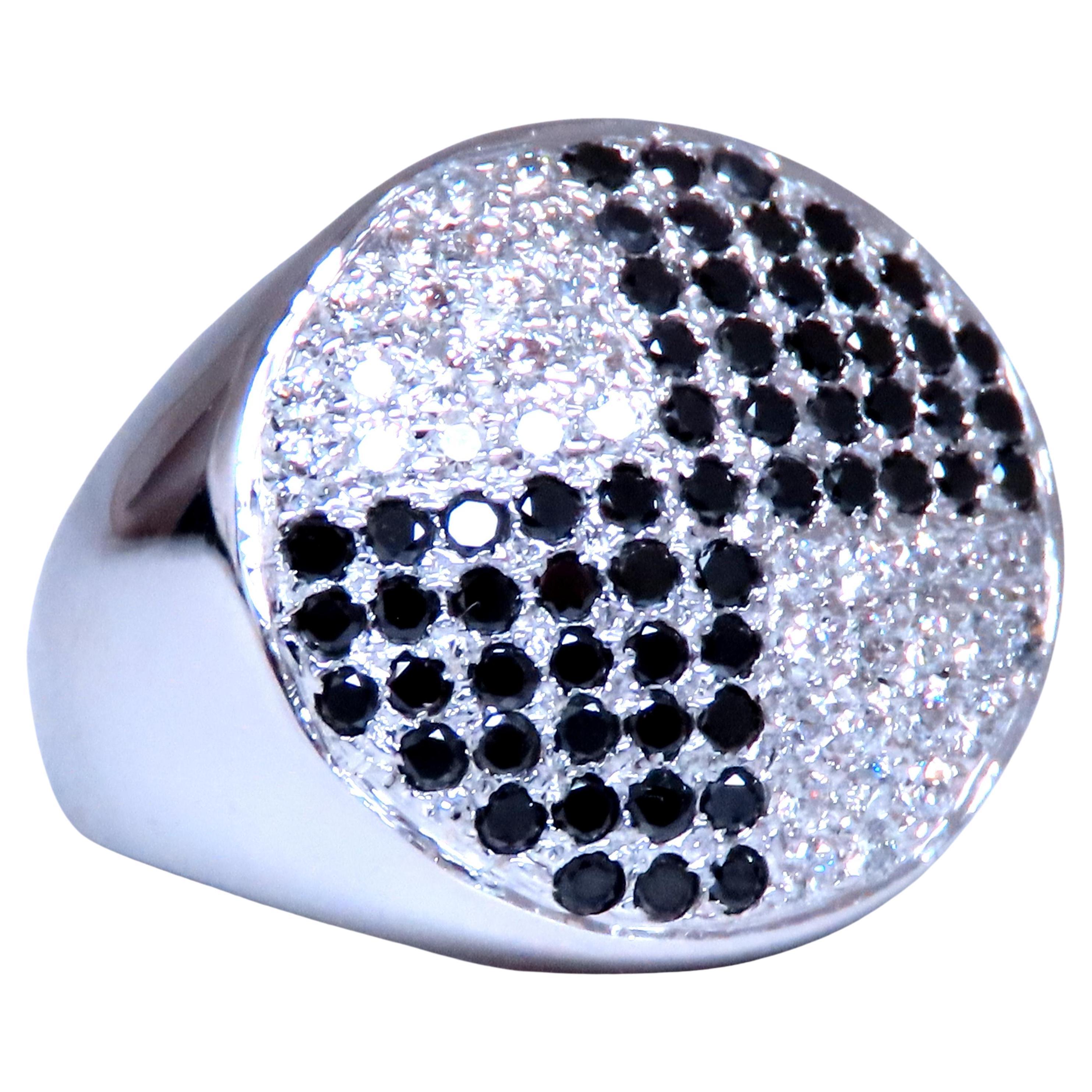 1ct Schwarzer runder Herrenring aus 14kt Gold mit Diamanten 12428