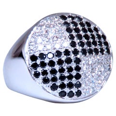 1ct Schwarzer runder Herrenring aus 14kt Gold mit Diamanten 12428