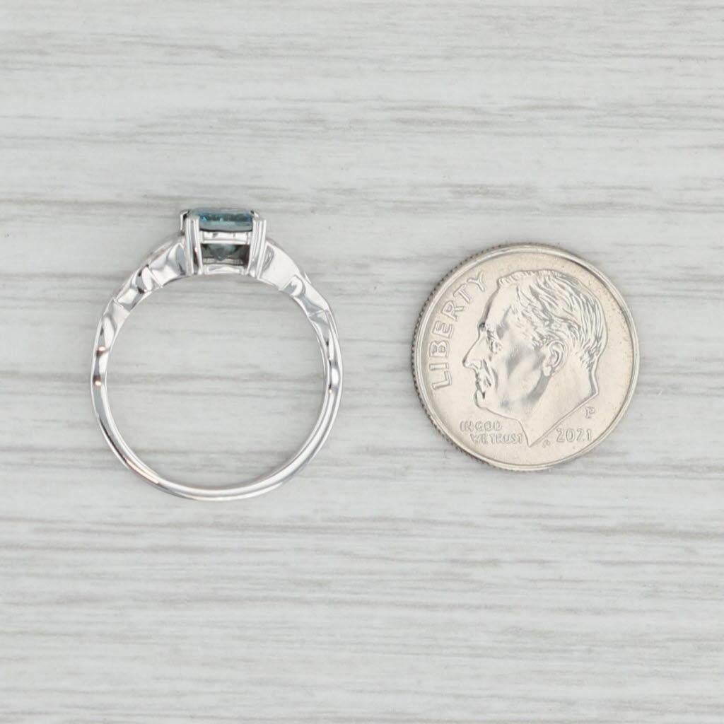1ct Blue Princess Diamond Solitaire Engagement Ring 18k Gold Sz 6.5 Celtic Knots For Sale 3