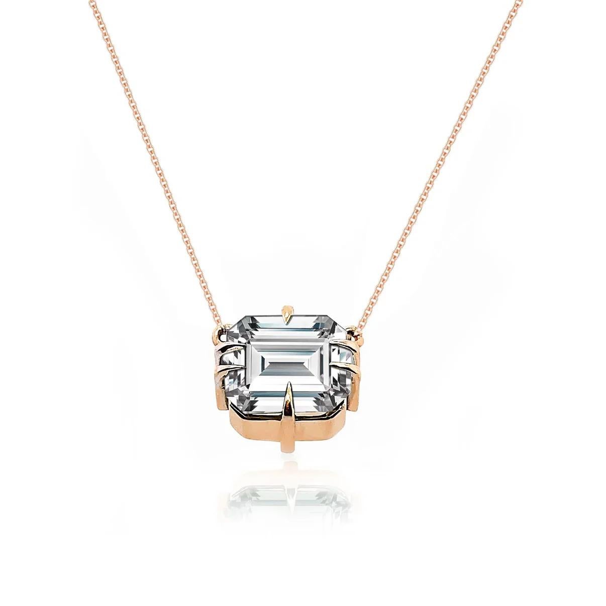 Artigiano Ciondolo Icone con diamante taglio smeraldo da 1 centesimo in oro 18 ct. in vendita